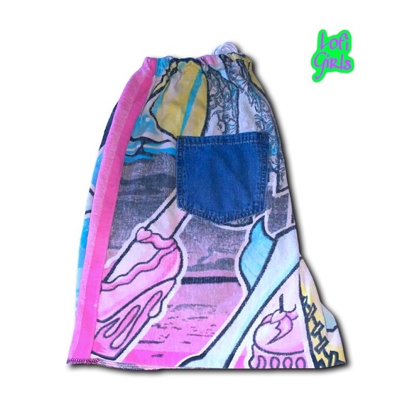 Vintage Monster High Hand Crafted Reworked Terry Cloth Towel Jorts Long Shorts - Picture 2 of 8